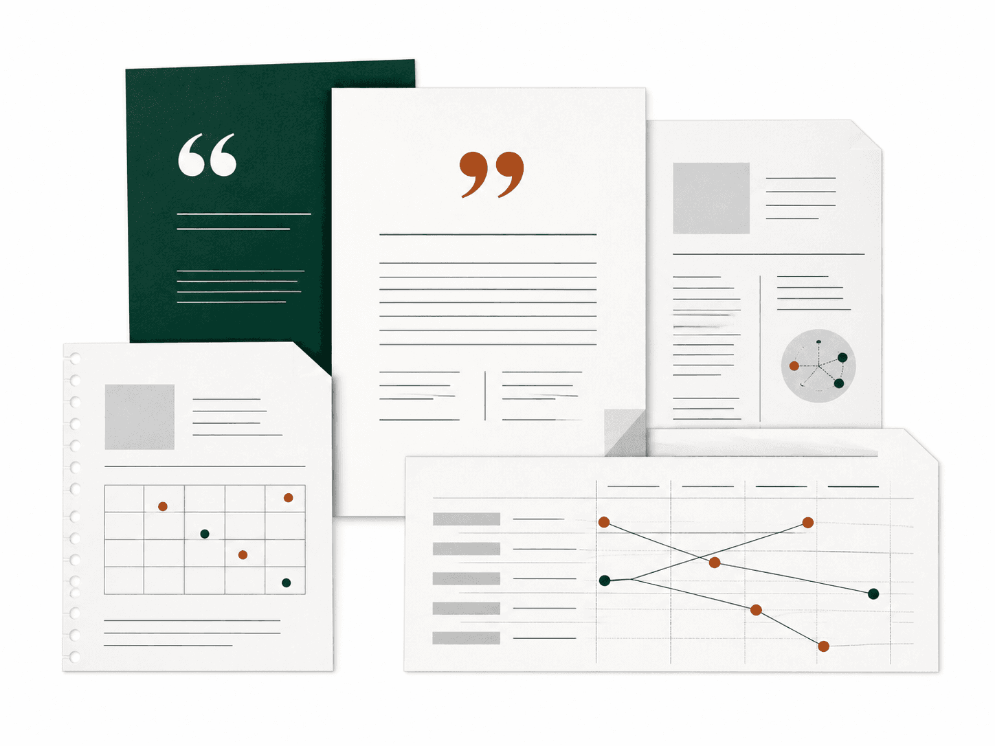 Abstract source documents connected through an evidence ledger